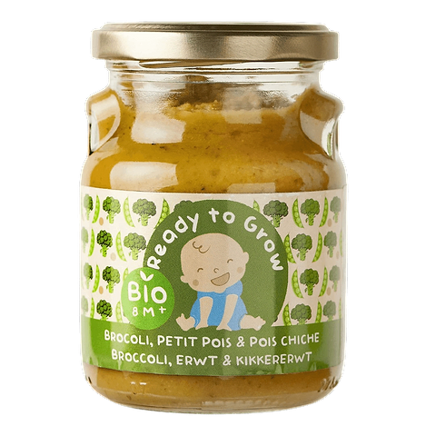 Panade Fraîche petit pois, brocoli & pois chiche (8m) BIO